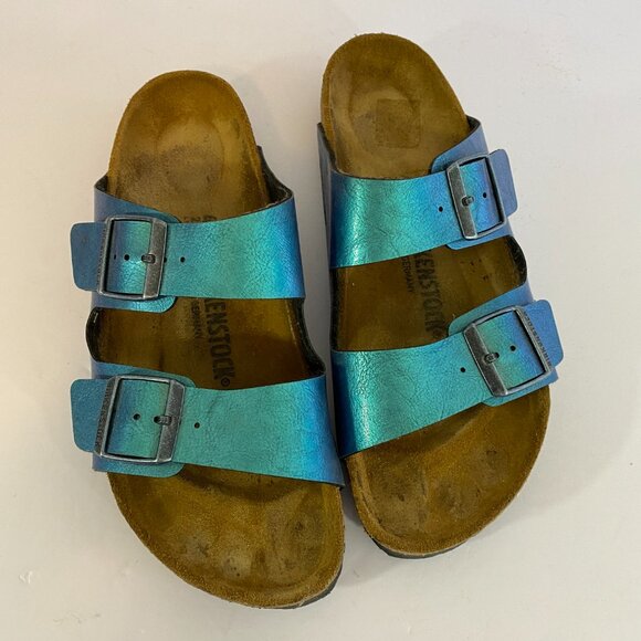 Birkenstock Arizona Iridescent Two Strap Slide Sandals Size 41 US 10-10.5 - Picture 6 of 7